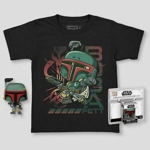 Boys' Star Wars Boba Fett Graphic T-shirt W Funko Pop Pocket Medium